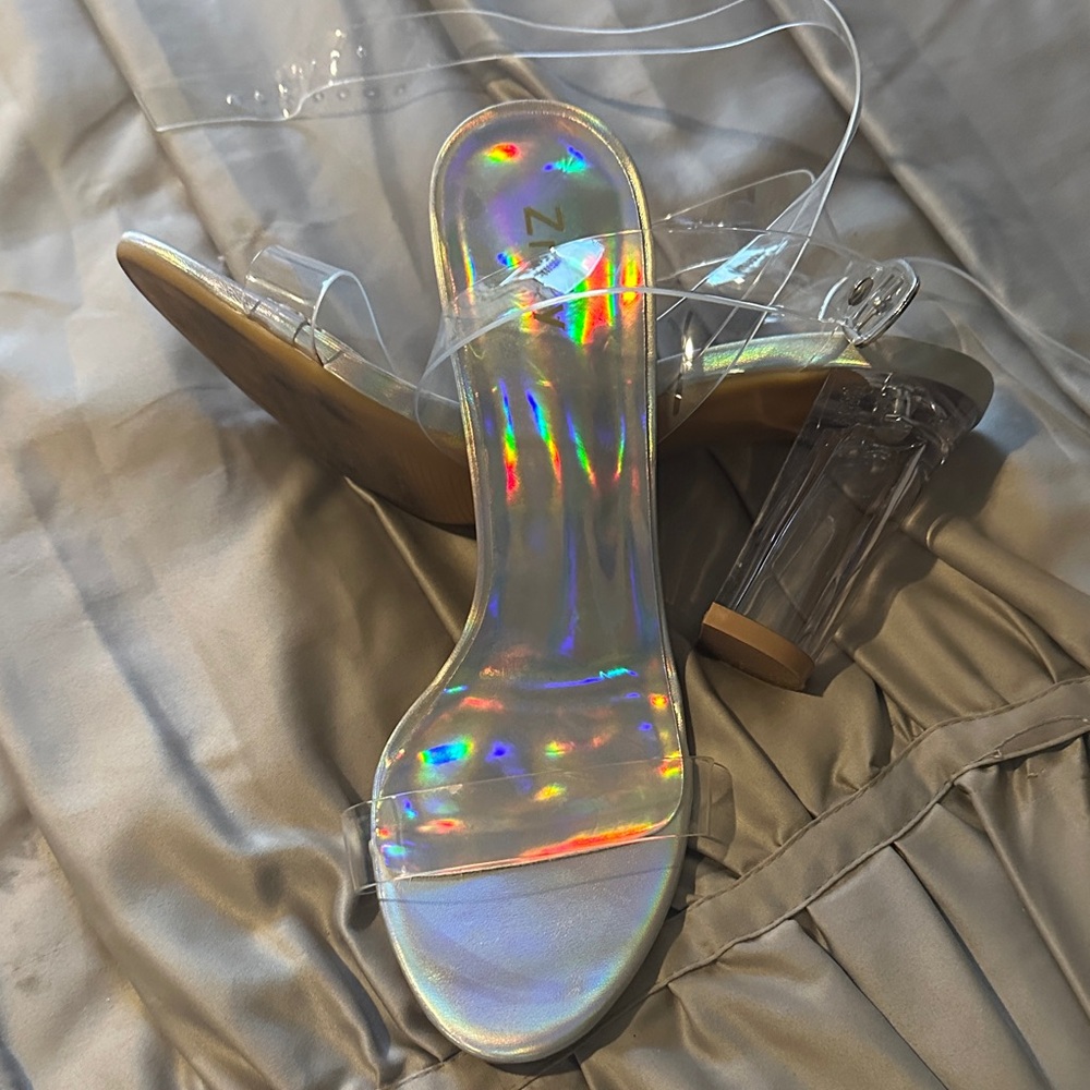 Iridescent Clear Strap Heels